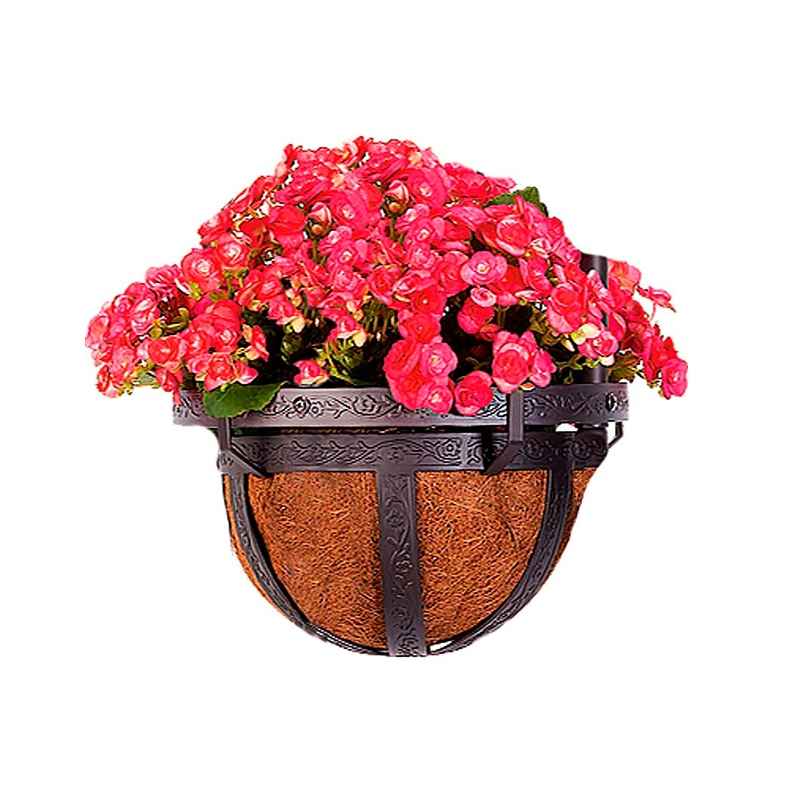 Coco-Lined Basket Planter For 8' Steel Garden Obelisk